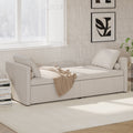 Modern Upholstered Chaise Lounger Daybed Small Single Daybed With 2 Drawers, No Mattress Needed, Perfect For Living Rooms & Home Office, Linen Fabric, Beige Beige Linen