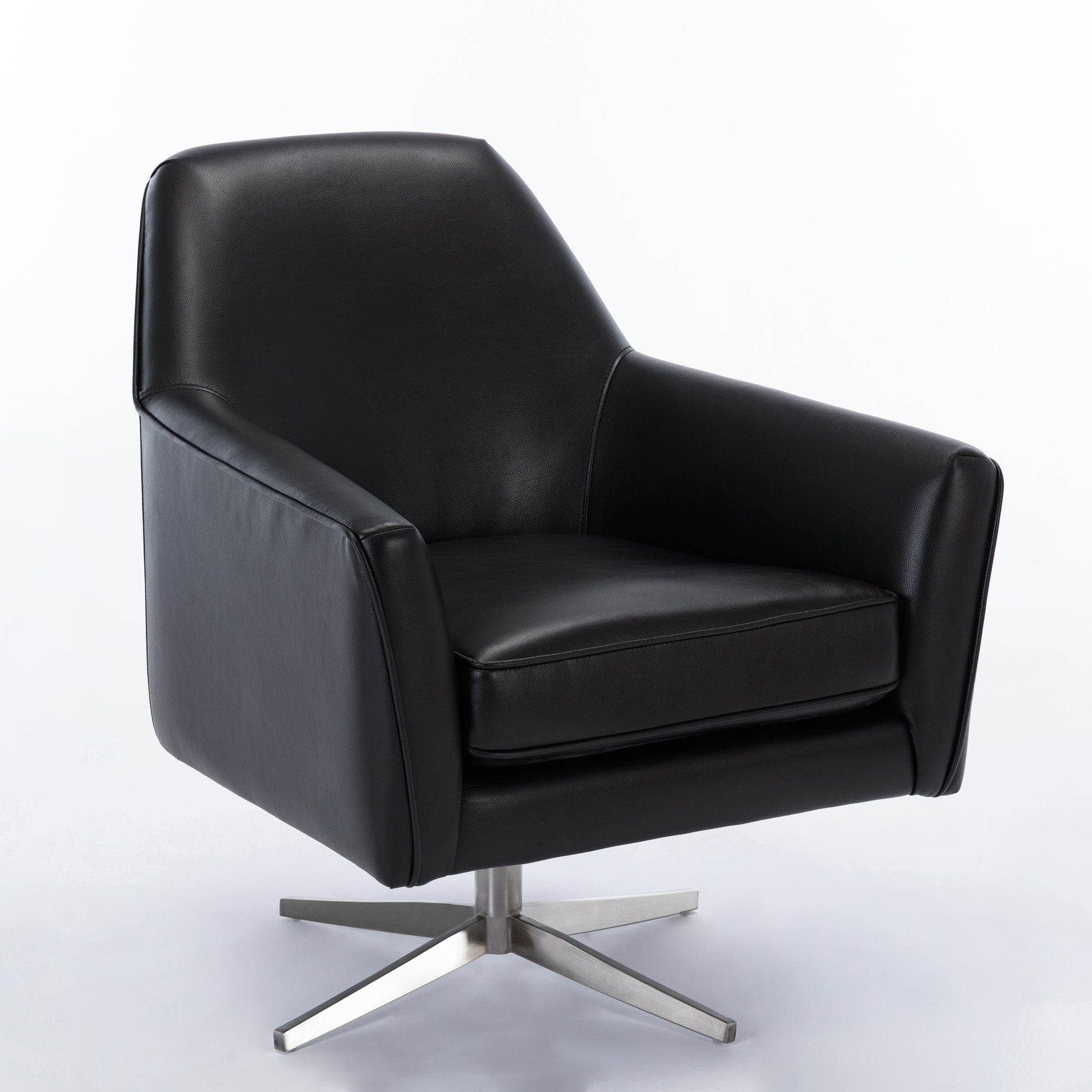 Paulina Black Leather Gel Swivel Armchair Black Foam Faux Leather