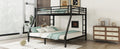 Metal Queen Over King Bunk Bed For Teens And Adults,Space Saving Noise Reduced No Box Spring Needed, Black Black Metal