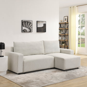 Modular Corduroy Upholstered 3 Seater Sofa Bed With Storage For Home Apartment Office Living Room, Free Combination, L Shapedbeige Beige Wood Primary Living Space Medium Soft Pillow Back Eucalyptus Square Arms Foam Corduroy 3 Seat