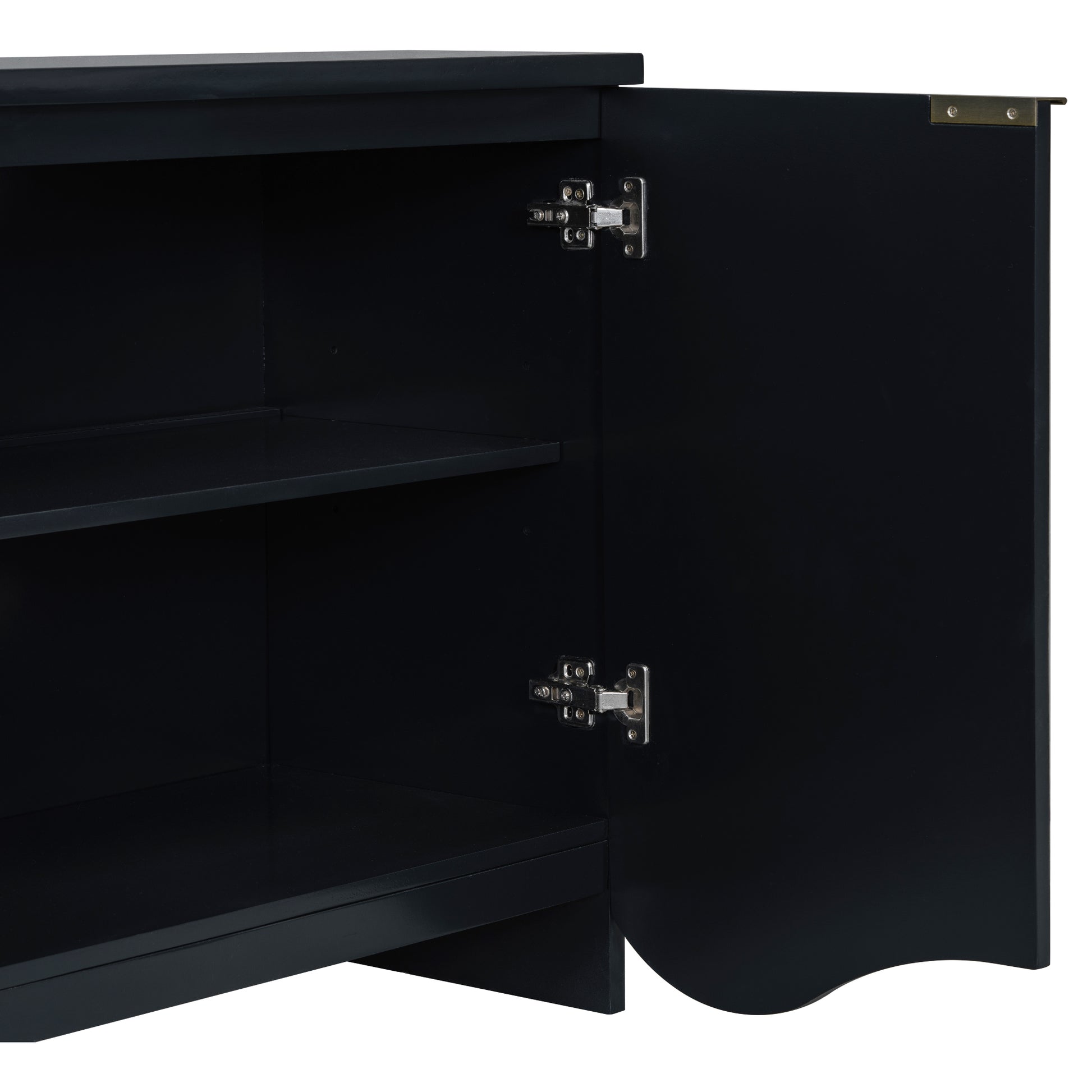 Vertical Stripes And Wavy Design Of A Four Door Cabinet Cabinet Suitable For Hallway, Entryway, Living Room 3 4 Spaces Black Primary Living Space Artsy Mdf