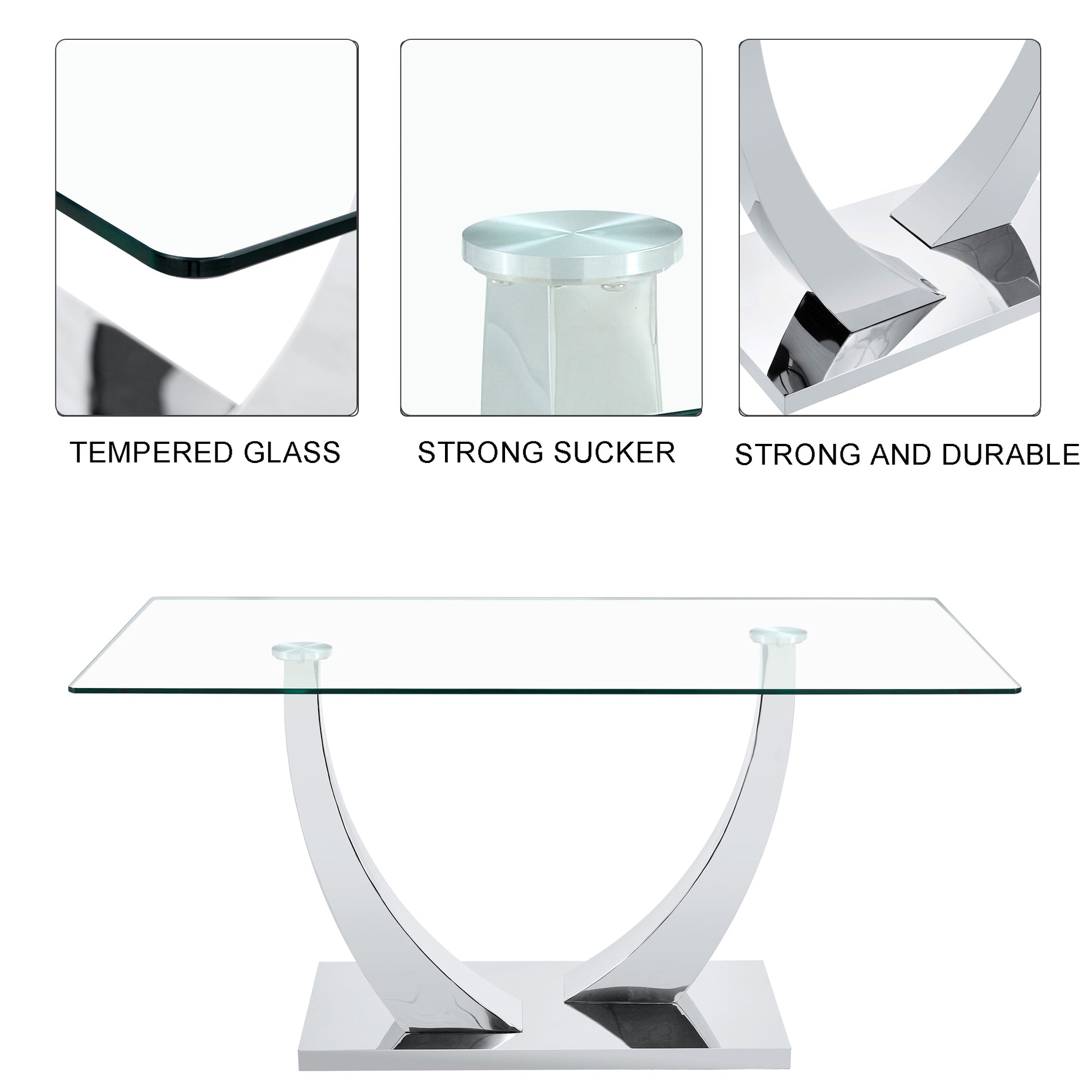 Table And Chair Set, Modern Dining Table, Tempered Glass Tabletop And Silver Colored Leg Table, Soft And Comfortable Dining Chair, Perfect For Dinner, Meetings, Home And Office Decor White Glass