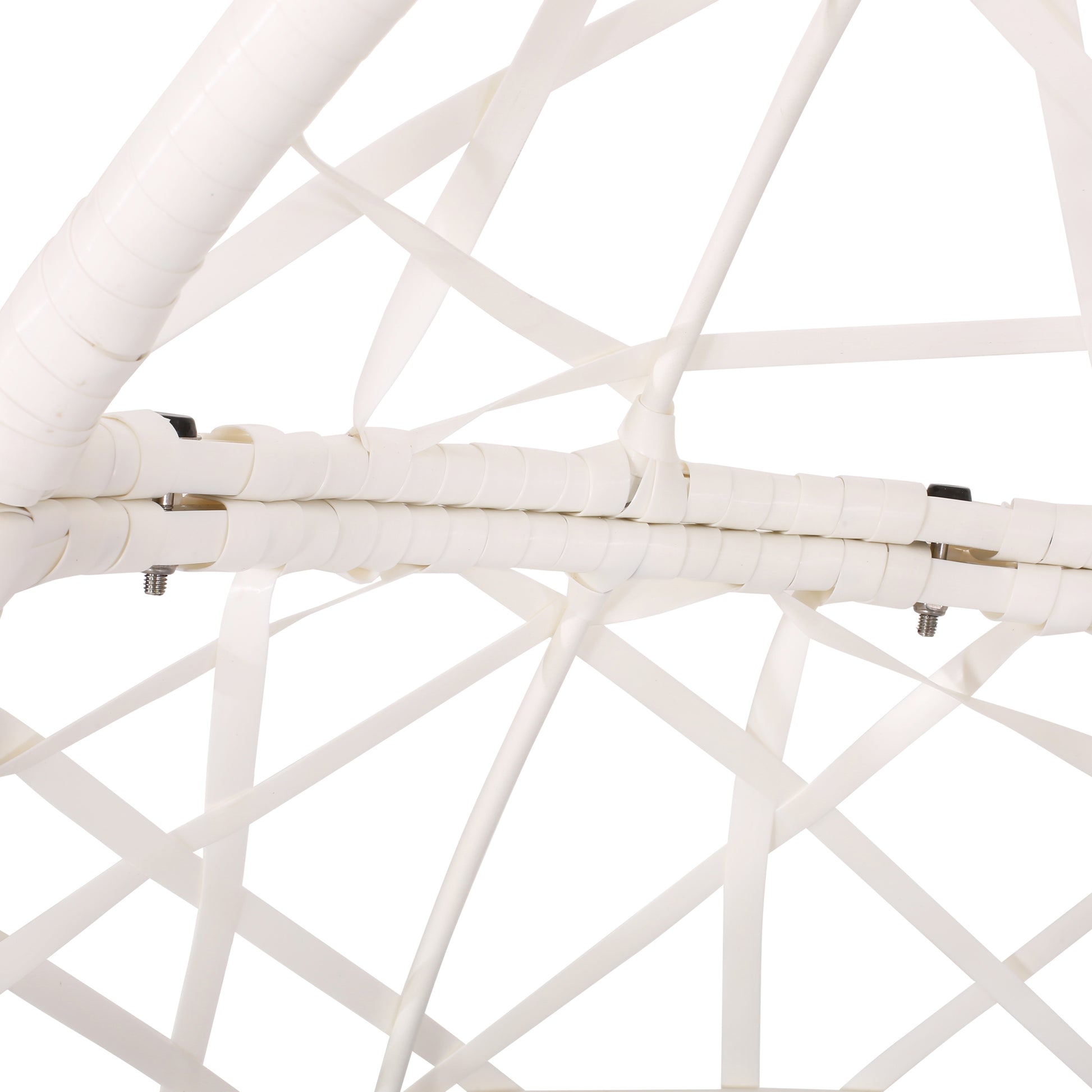 Los Alamitos Hanging Chair With 8Ft Chain White Blue Pe Rattan Iron Waterproof Fabric