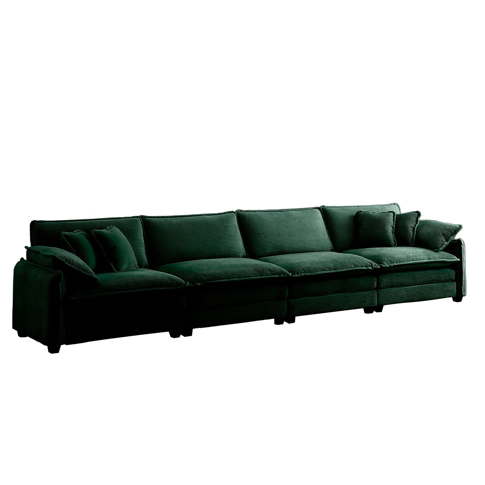 Corduroy Sofamodern Upholstered 4 Seater Corduroy Fabric Sofaoffice Living Room Apartment Comfortable Sofa, Easy To Assemble With 2 Arm Pillows And 4 Throw Pillows Green Corduroy 4 Seat