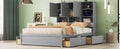 Queen Size Platform Bed With Storage Headboard And 4 Drawers, Gray Box Spring Not Required Queen Gray Wood Bedroom Bed Frame Solid Wood Mdf