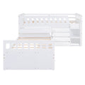 L Shaped Space Saving Twin Loft And Twin Platform Bed With 7 Drawers And Full Guardrails White Twin White Solid Wood