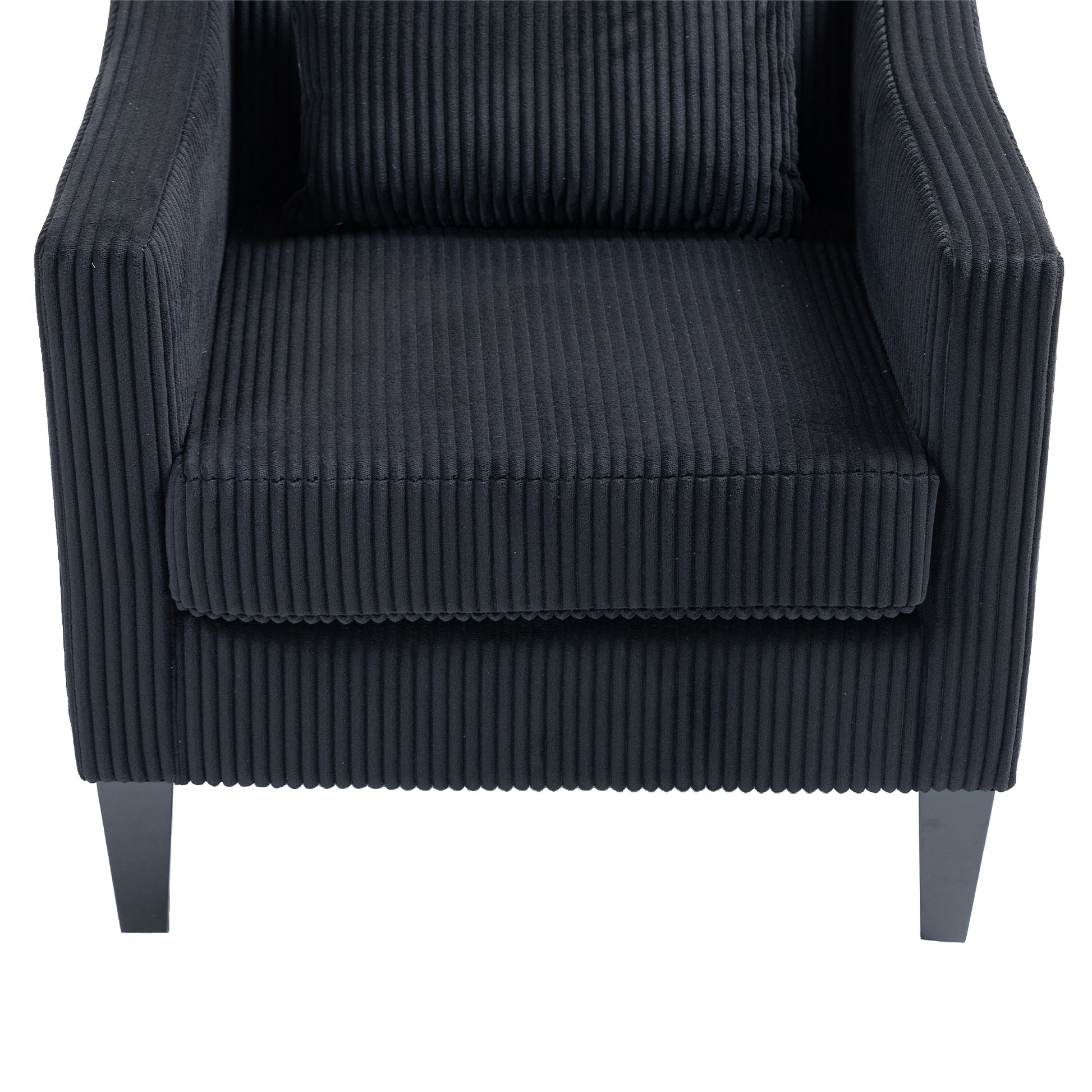 Coolmore Modern Accent Chair,Upholstered Armchair With Scooped Arms For Bedroom,Apartment,Studio,Office,Waiting Room Black Corduroy Black Primary Living Space Foam Corduroy
