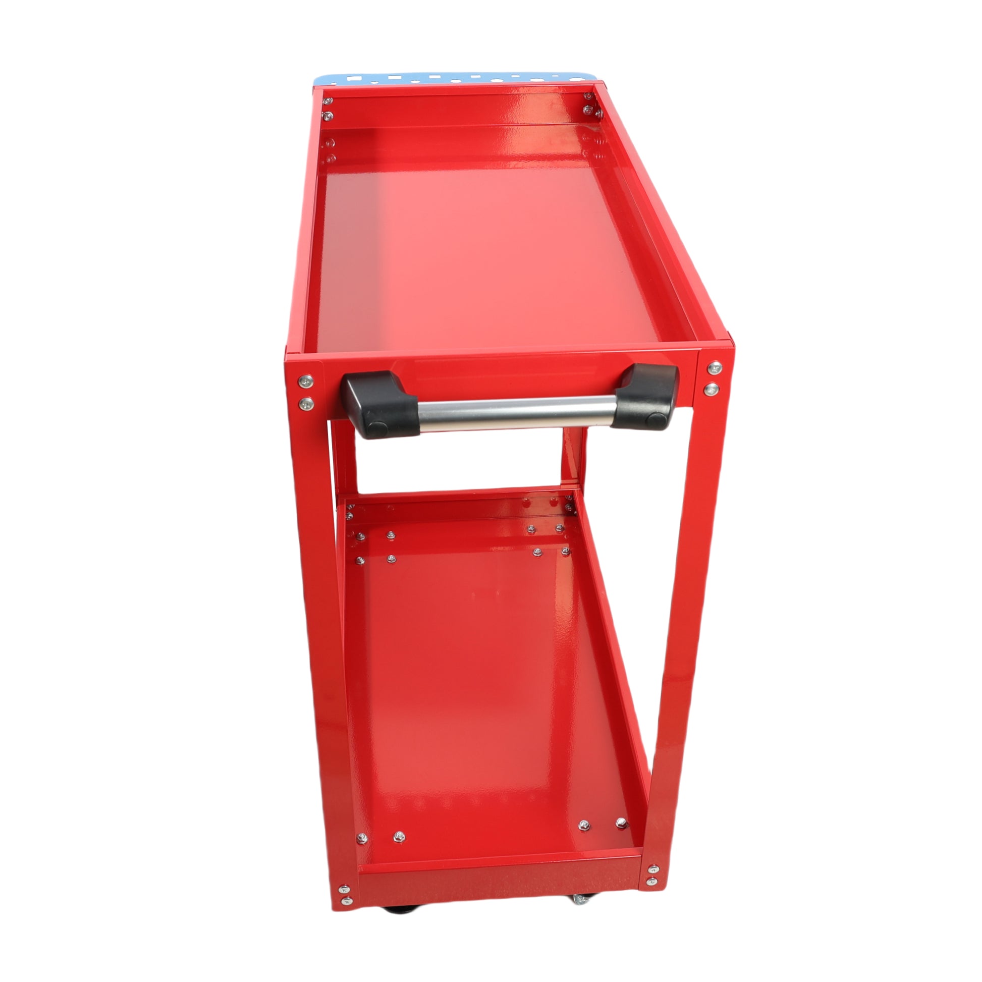 Tool Cart On Wheels, Heavy Duty Steel Utility Cart W Lockable Wheels, 400 Lbs Capacity Industrial Service Cart For Garage, Warehouse, Workshop Two Layer Bright Red Red Abs Steel Q235