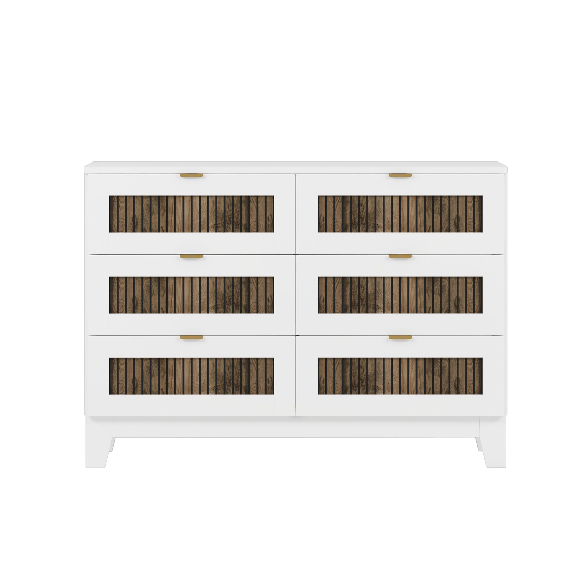 4 Pieces Bedroom Sets, Full Size Farmhouse Platform Bed With Wooden Strip Decoration, Storage Nightstand And Dresser With Metal Handle, White Full White 4 Piece Set Particle Board