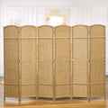 Homcom Room Divider, 6 Panel Folding Privacy Screen, 5.6' Tall Freestanding Wall Partition For Home Office, Bedroom, Nature Wood Natural Wood Polypropylene