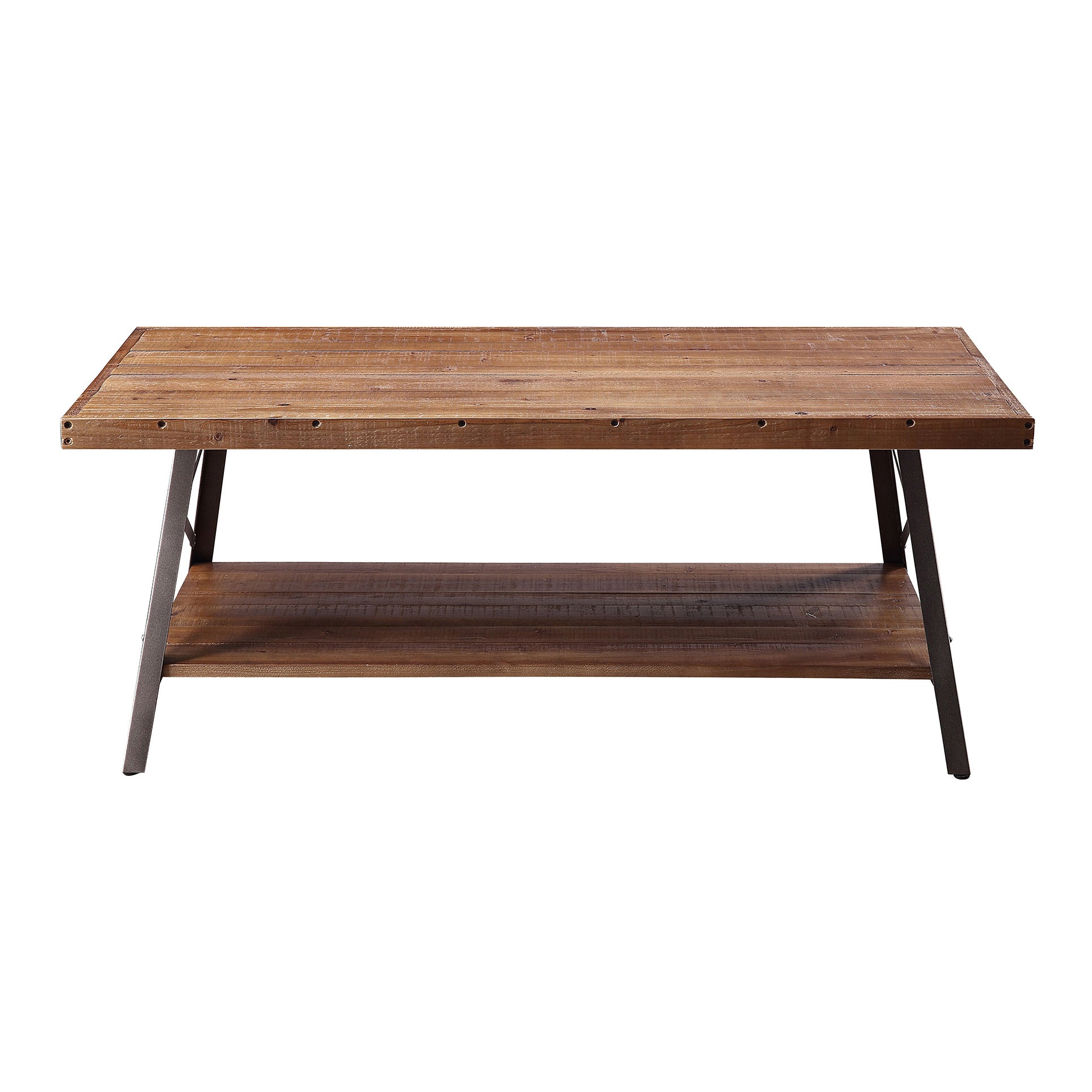 Weathered Oak And Sandy Black Storage Coffee Table Oak Primary Living Space Rustic Pine Shelves Wood Metal
