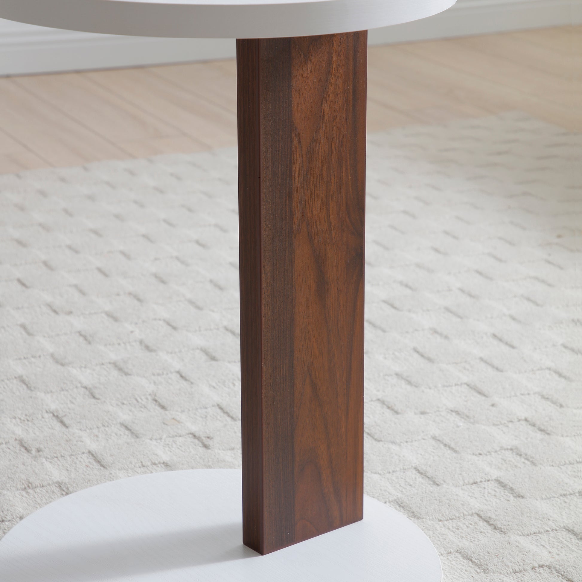C Shaped End Table, Small Side Table For Couch, Sofa Table With Wood Frame For Living Room, Bedroom, Bedside, Rustic White And Walnut White Walnut Primary Living Space Coffee & End Tables Mdf