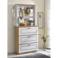 Light Oak And White Shoe Cabinet With Drop Down Drawer Freestanding 3 4 Drawers Light Oak Primary Living Space Wood Paper