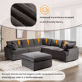 Modern Large U Shape Sectional Sofa, With Removable Ottomans For Living Room 6 Seater Gray Polyester 6 Seat