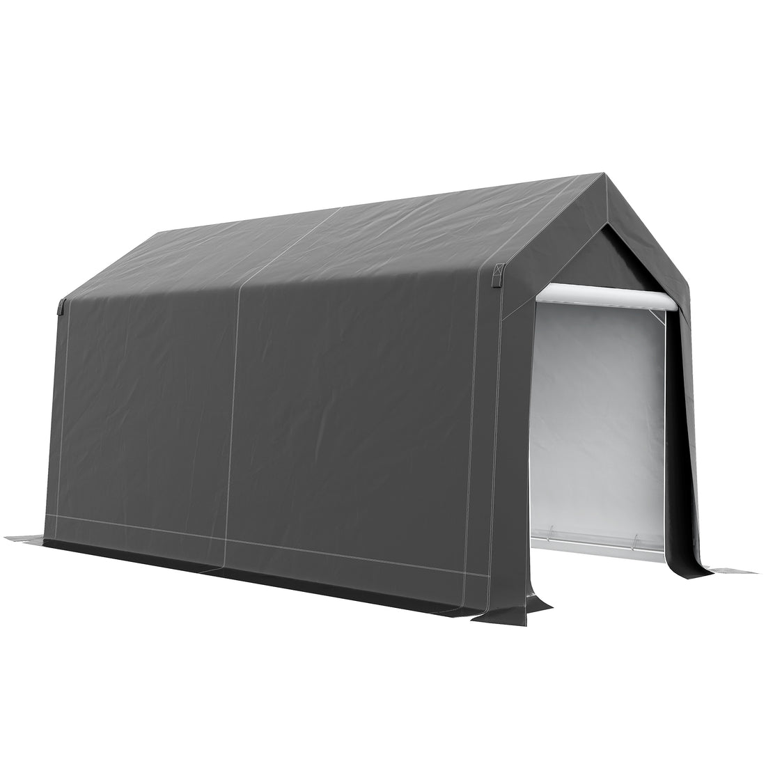 Outsunny 7' X 12' Garden Storage Tent, Heavy Duty Outdoor Shed, Waterproof Portable Shed Storage Shelter With Ventilation Window And Large Door For Bike, Motorcycle, Garden Tools, Gray Gray Steel