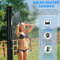 Outsunny 7' Outdoor Solar Heated Shower With 360 Rotating Rainfall & Handheld Shower Head, Foot Shower Faucet, Temperature And Pressure Adjustable, Holds 9.2 Gallons For Backyard Pool Black Plastic