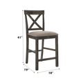 Martha Ii Tan Linen & Weathered Gray Finish Counter Height Chair Set Of 2 Gray,Tan Linen,Synthetic Wood
