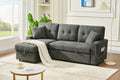Sectional Sofa Bed L Shaped Sofa Couch Bed With Usb Port, Reversible Sofa Couch Sleeper With Pull Out Bed, Chaise With Storage, Pull Out Couch For Living Room Dark Gray Wood Fabric 3 Seat