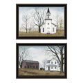 2 Piece Vignette Amazing Grace Sunday Service Black Framed Wall Art For Living Room, Bedroom Wall Art Print For Home Decor By Billy Jacobs Multicolor Wood Paper