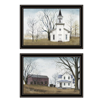 2 Piece Vignette Amazing Grace Sunday Service Black Framed Wall Art For Living Room, Bedroom Wall Art Print For Home Decor By Billy Jacobs Multicolor Wood Paper