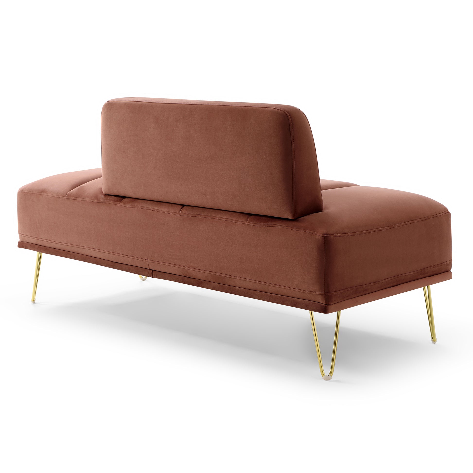 56.3"Inch Width Modern End Of Bed Bench,Velvet Fabric Upholstered 2 Seater Sofa Couch Entryway Ottoman Bench, Fuzzy Sofa Stool Footrest ,Window Bench With Gold Metal Legs For Bedroom, Living Room,Rose Rose Velvet Primary Living Space Modern Foam Velvet 2