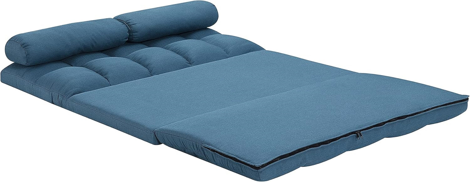 2 Seater Contemporary Foldable Sofa Bed Trifold Foam Mattress Sleeper Chair With Tufted Seat Backrest Convertible Couch W Pillows Blue1Pc Blue Polyester Primary Living Space Cushion Back Traditional Foam Wood