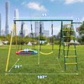 Indoor Outdoor Metal Swing Set With Safety Belt For Backyard Multicolor Steel