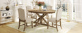 Functional Furniture Retro Style Dining Table Set With Extendable Table And 4 Upholstered Chairs For Dining Room And Living Room Natural Wood Wash Natural Wood Wash Solid Wood