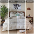 Cotton Printed Comforter Set With Trims Off White Gray King Cal King King Off White Gray Cotton