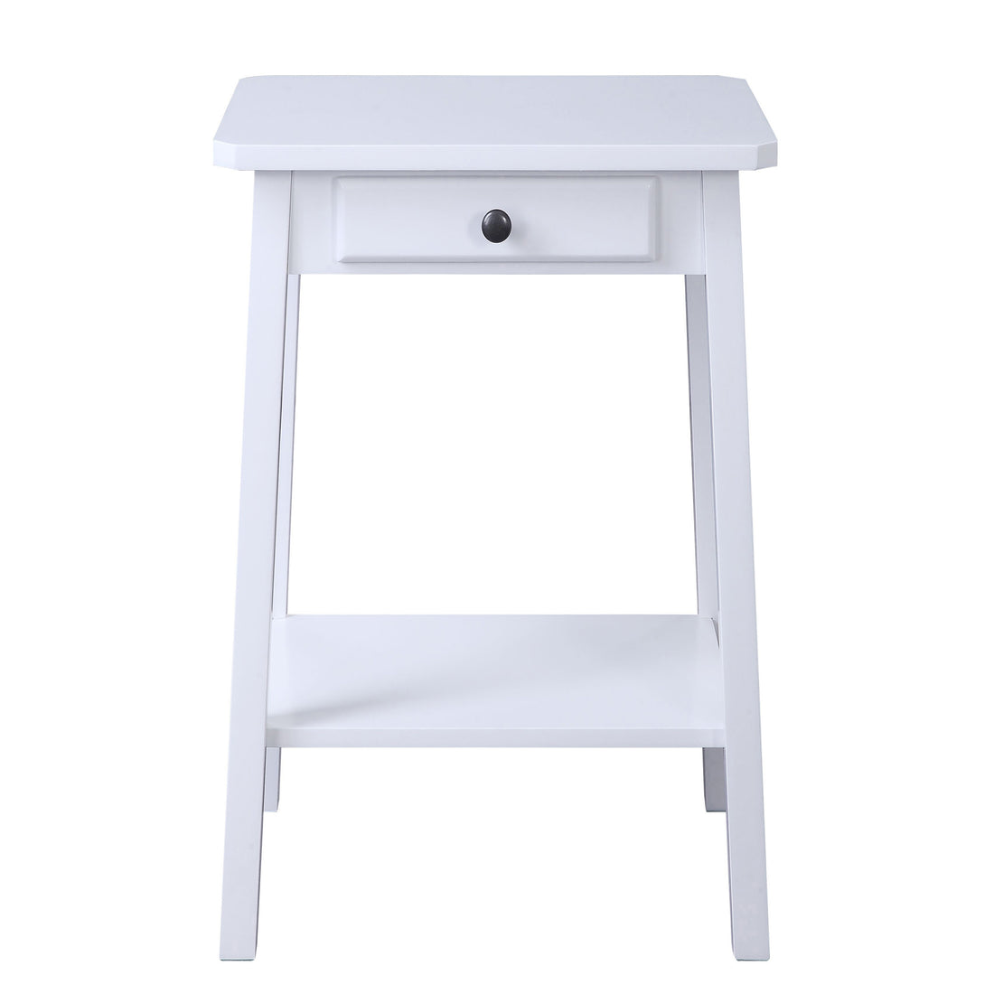 White End Table With Bottom Shelf White Primary Living Space Drawers Rectangular Wood