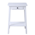 White End Table With Bottom Shelf White Primary Living Space Drawers Rectangular Wood