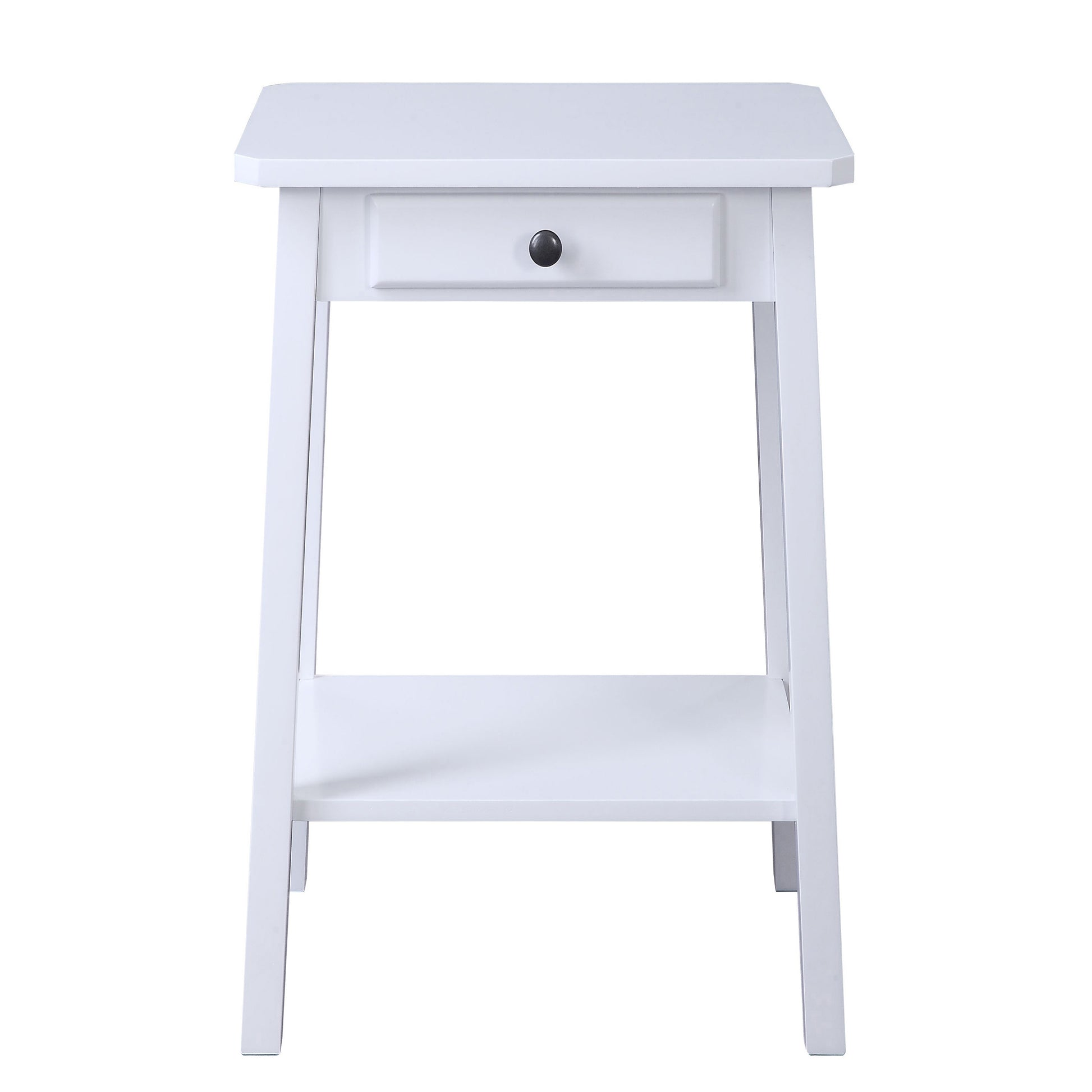White End Table With Bottom Shelf White Primary Living Space Drawers Rectangular Wood