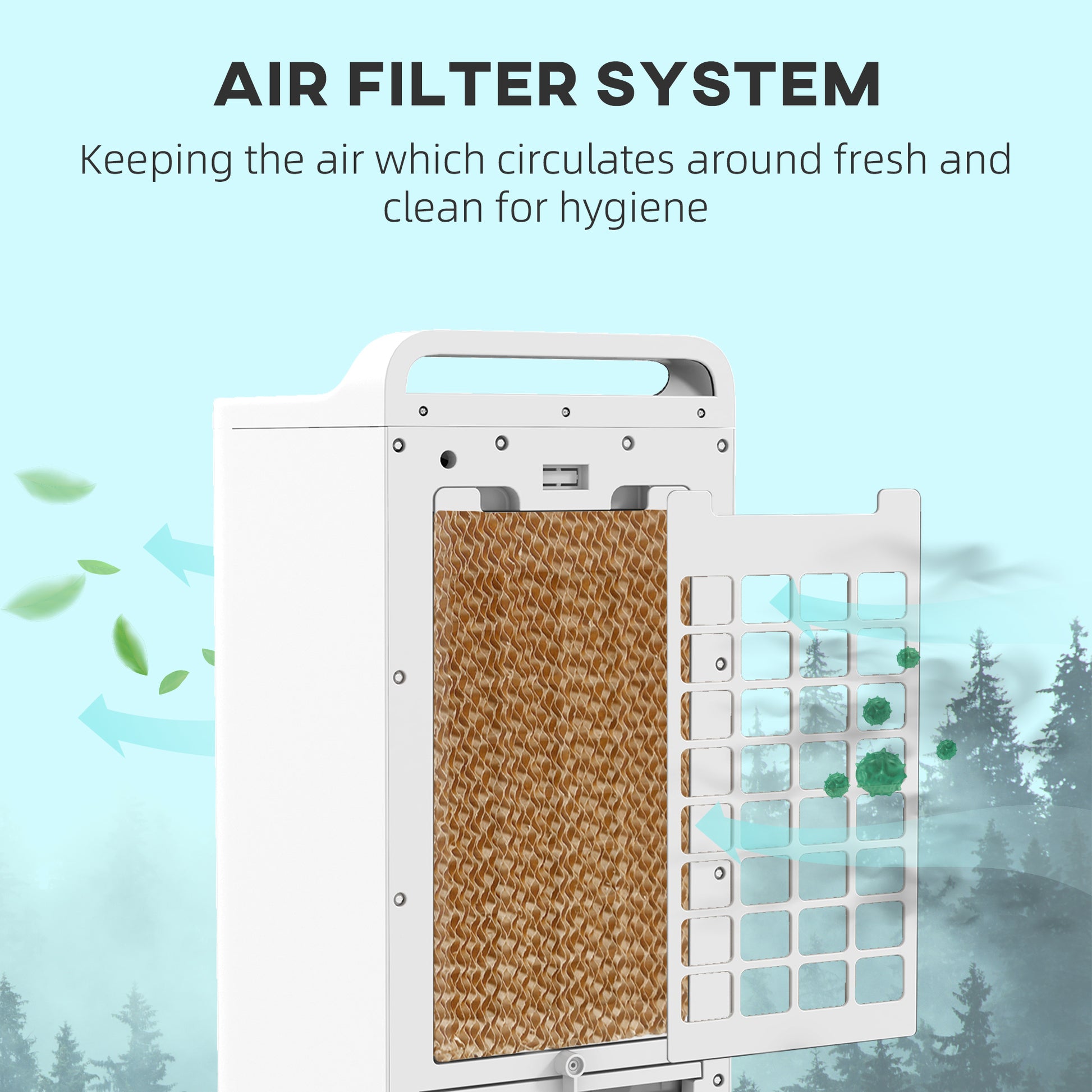 Homcom 26" Evaporative Air Cooler With Ice Packs, 3 In 1 Ice Cooling Fan, Portable Swamp Cooler With Water Tank, Timer, 90 Oscillating, Remote, For Home Office Bedroom White Abs