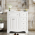 36'' Bathroom Vanity With Resin Sink Combo, Solid Wood Frame Bathroom Storage Cabinet, Freestanding Vanity Set With 3 Drawers& Adjustable Shelf White Bathroom Modern Solid Wood Mdf Resin