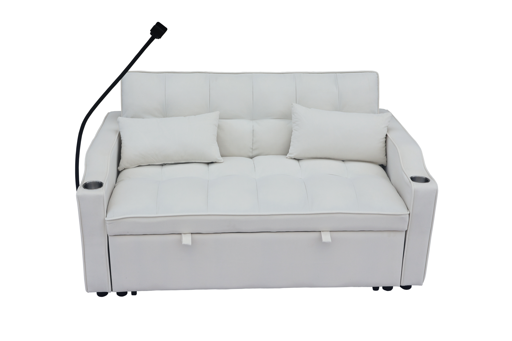 Modern Velvet Loveseat Futon Sofa Couch W Pullout Bed,Small Beautiful Seat Lounge Sofa With Adjustable Reclining Backrest,Toss Pillows, Pockets,Furniture For Living Room,3 In 1 Convertible Sleeper Sofa Bed Full Beige Velvet