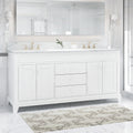 73'' Cararra White Marble Vanity Top&Ceramic Sink White Marble Marble