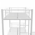 Heavy Duty Sturdy Meta Twin Over Twin With Trundle Bunk Bed L Noise Reduced Safety Guardrail No Box Spring Needed,White Box Spring Not Required Twin White Metal