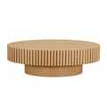 Modern Handcraft Drum Coffee Table Length 43.7 Inch Ellipse Coffee Table For Living Room,Oval Small Coffee Table With Sturdy Pedestal,Natural Ash Mdf Natural Ash Mdf