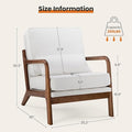 Accent Chair Mid Century Modern Chair With Pillow, Upholstered Lounge Arm Chairs, Linen Fabric Comfy Reading Chair With Wood Frame, Side Chair For Living Room, Beige Beige Linen