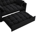4 In1 Loveseat Sofa Bed With Armrests & Storage Pockets, Multi Function Tufted Pull Out Sofa Bed With Adjustable Backrest And Pillows, Convertible Loveseat Sofa Couch,Black Black Velvet Primary Living Space Medium Soft Tufted Back American