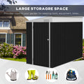 Outsunny 4' X 8' Metal Outdoor Storage Shed, Lean To Storage Shed, Garden Tool Storage House With Lockable Door And 2 Air Vents For Backyard, Patio, Lawn, Dark Gray Gray Steel