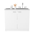 Freestanding Sink, Double Door Cabinet, Two Shelves, White White Solid Wood Mdf Engineered Wood