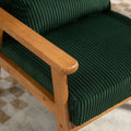 Leisure Chair With Solid Wood Armrest And Feet, Leisure Chair, Wood Frame, Velvet, L, Solid Rubber Wood Legs, Mid Century Modern Accent Chair, For Living Room Bedroom Studio Chair Emerald Corduroy