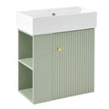 Video 21.6 Inch Modern Floating Bathroom Vanity With Ceramic Basin Perfect For Small Bathrooms, Left Side Storage Green Bathroom Ceramic Mdf