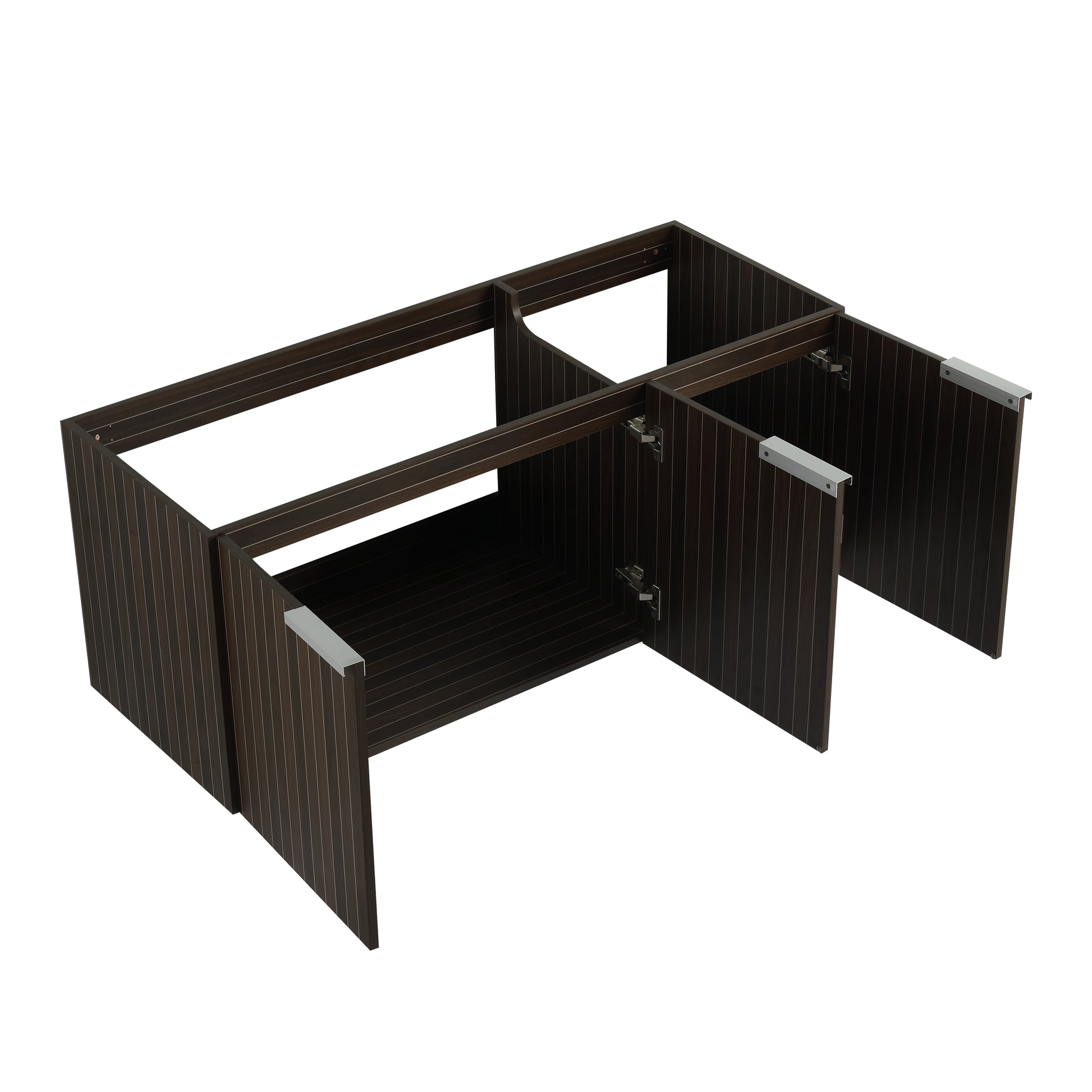 48 Inch Bathroom Cabinet With Resin Sink,Soft Close Doors,Float Mounting Design Silver Brown Stripe Bathroom Modern Plywood Plywood