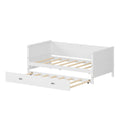 Twin Size Solid Wood Daybed With Trundle For Kids Teens Dorm Bedroom Multipurpose Guest Room Or Home, White Box Spring Not Required Twin White Wood Bedroom Pine Wood