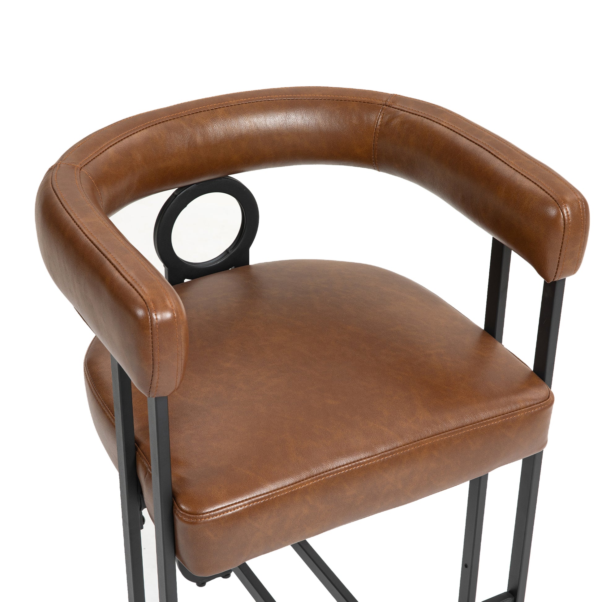 Coolmore Bar Stools Set Of 2, Modern Bar Stool With Back, Black Metal Frames, Upholstered Bar Stools For Kitchen Island, Pub, Club Light Brown Pu Light Brown Dining Room Foam Pu Leather