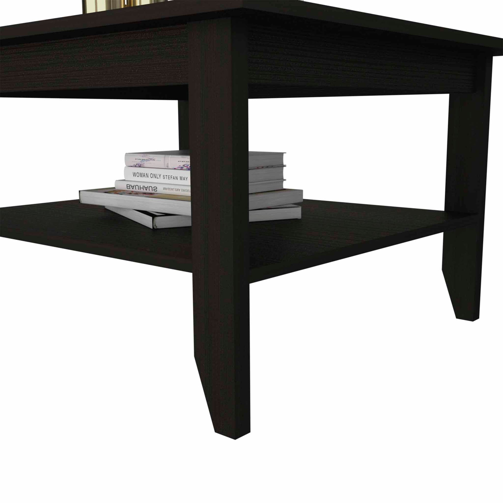 Sahara Coffee Table, Four Legs, One Shelf, Black Black Particle Board Particle Board