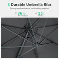 10 Ft Cantilever Patio Umbrella With 360 Rotation & Tilt Adjustment, Square Outdoor Offset Umbrella With Aluminum Pole Grey Grey Fabric