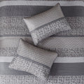 6 Piece Reversible Jacquard Quilt Set With Throw Pillows Grey Taupe Full Queen Grey Taupe Cotton